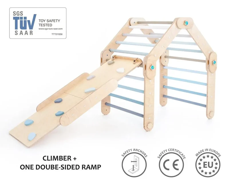 Grimpeur Bleu Avec Rampe, Triangle Transformable - Happymoon