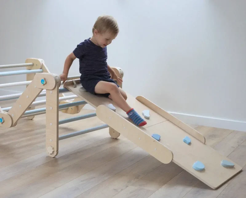 Grimpeur Bleu Avec Rampe, Triangle Transformable - Happymoon