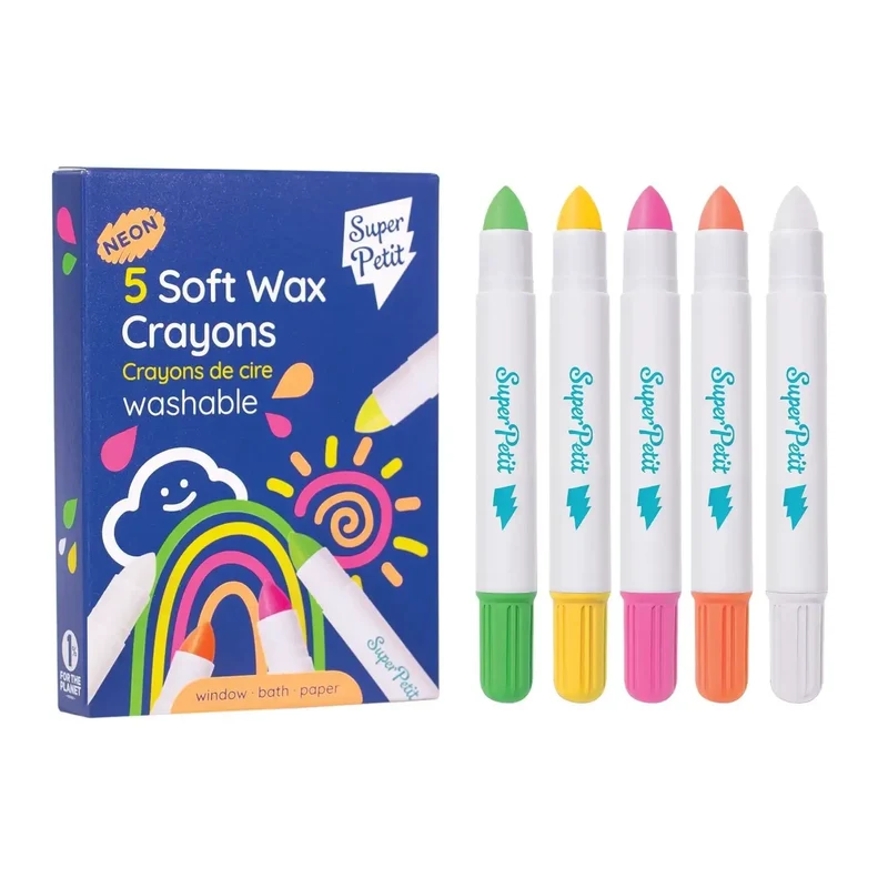 Boite 5 crayons de cire - Baignoire, vitres, miroir - SuperPetit