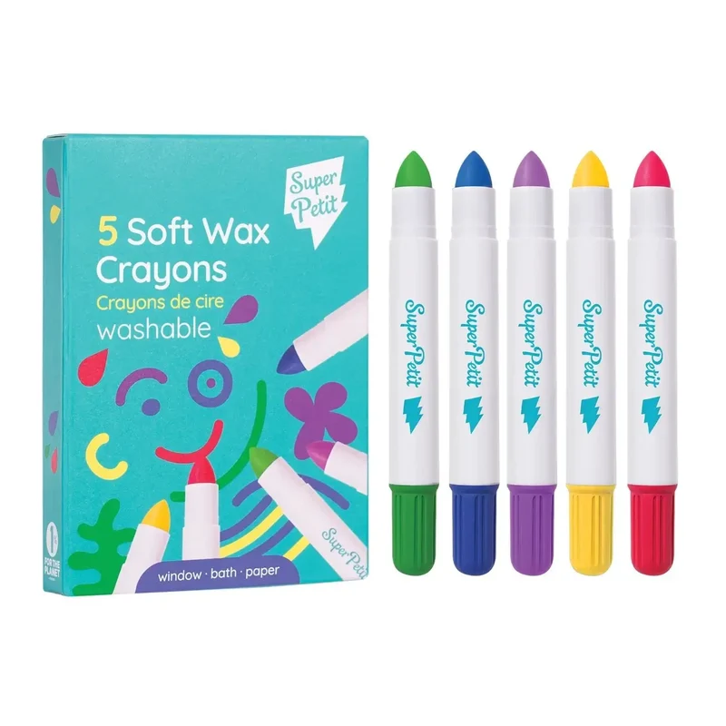 Boite 5 crayons de cire - Baignoire, vitres, miroir - SuperPetit
