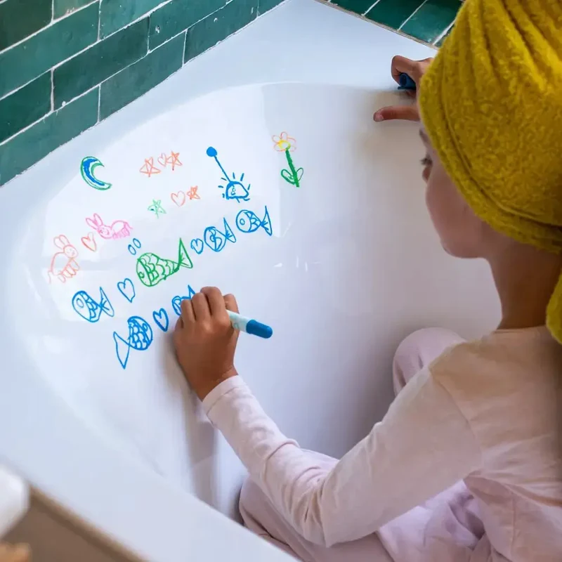 Boite 5 crayons de cire - Baignoire, vitres, miroir - SuperPetit