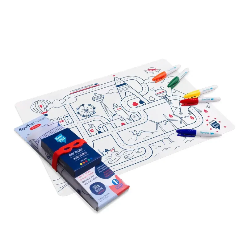 Coloriage réutilisable - Set en silicone CITY CIRCUIT - SuperPetit