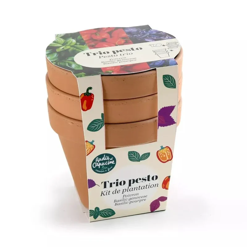 Trio pots TC "Antique" - Pesto Bio - Radis et Capucine