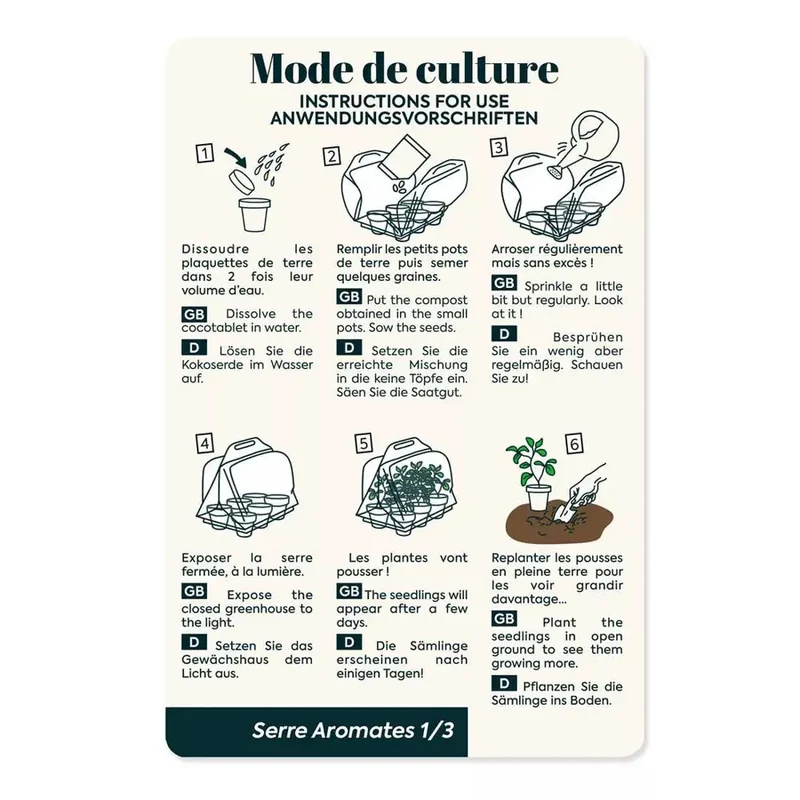 Mini serre de jardinage aromatiques à semer - Radis et Capucine