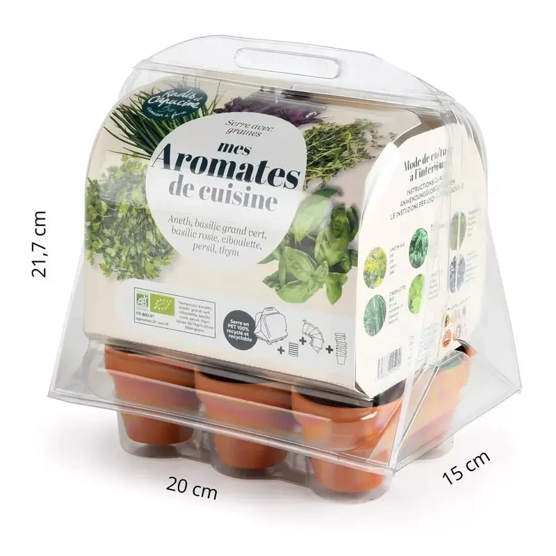 Mini serre de jardinage aromatiques à semer - Radis et Capucine