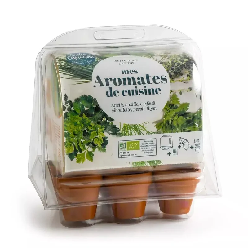 Mini serre de jardinage aromatiques à semer - Radis et Capucine
