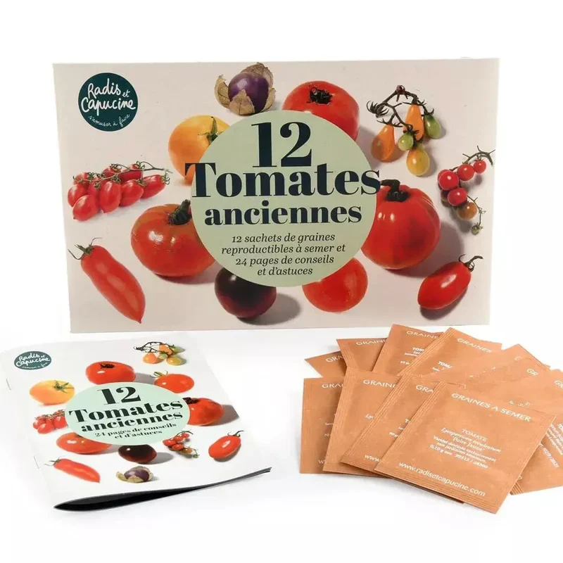 Enveloppe de 12 sachets - Tomates anciennes - Radis et Capucine