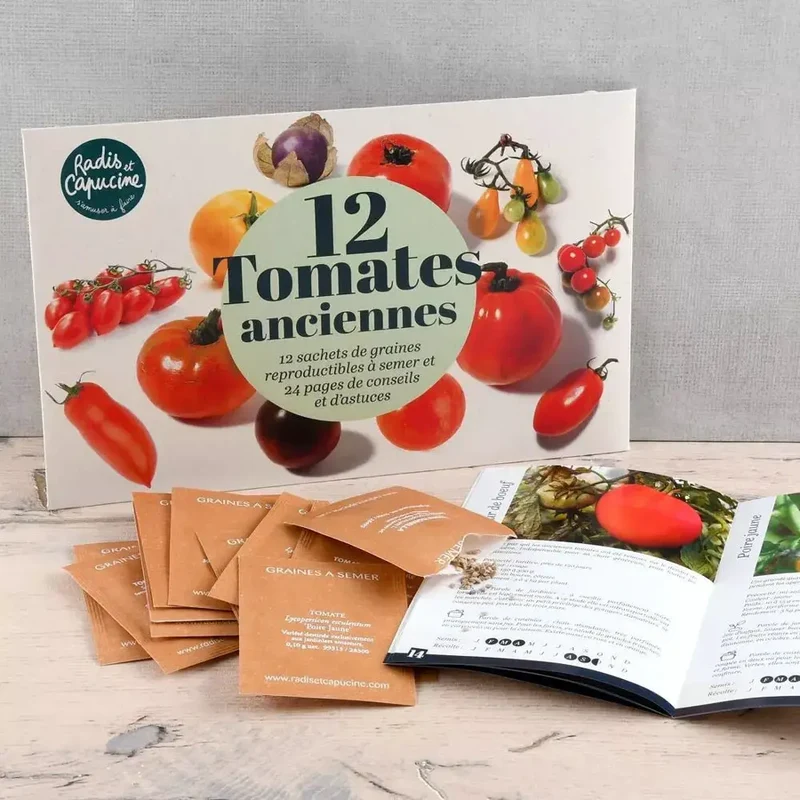 Enveloppe de 12 sachets - Tomates anciennes - Radis et Capucine
