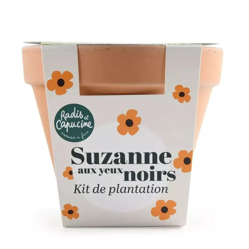 Pot Terre cuite Antique - Suzanne aux yeux noirs - Radis et Capucine