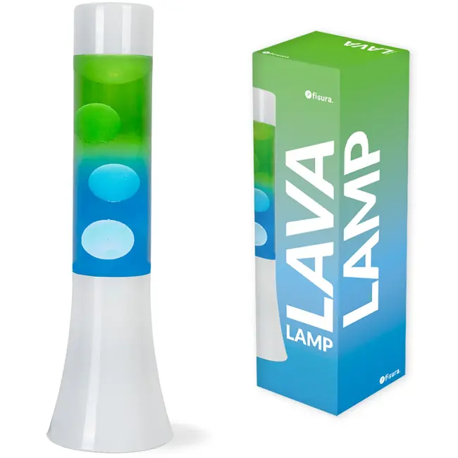 Mini Lava Lamp H31 cm blu verde base bianca Fisura