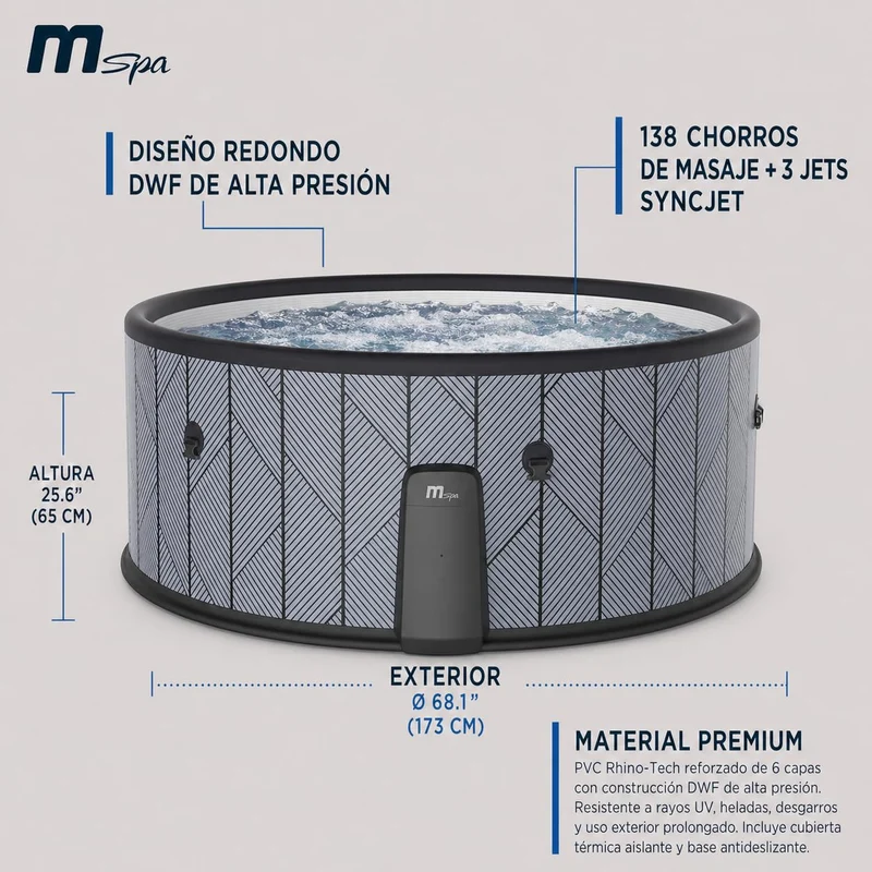 MSpa Spa hinchable semirrígido circular Tidal 4–6 personas
