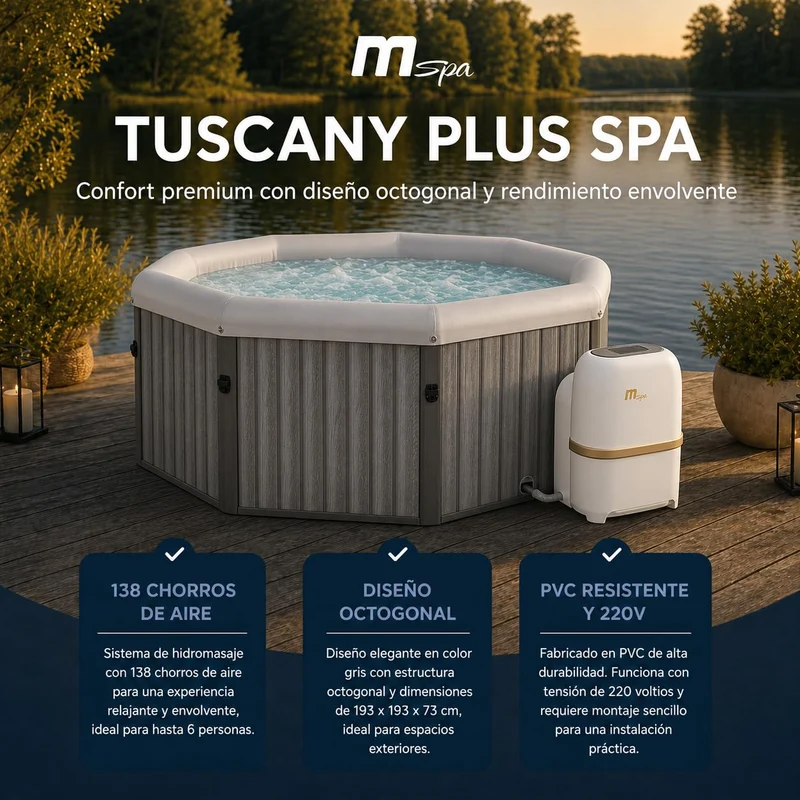 MSpa - Spa rígido cuadrado Tuscany 4–6 personas