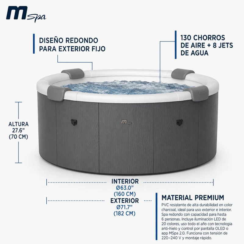 Mspa - Spa rígido circular Denver 4–6 personas
