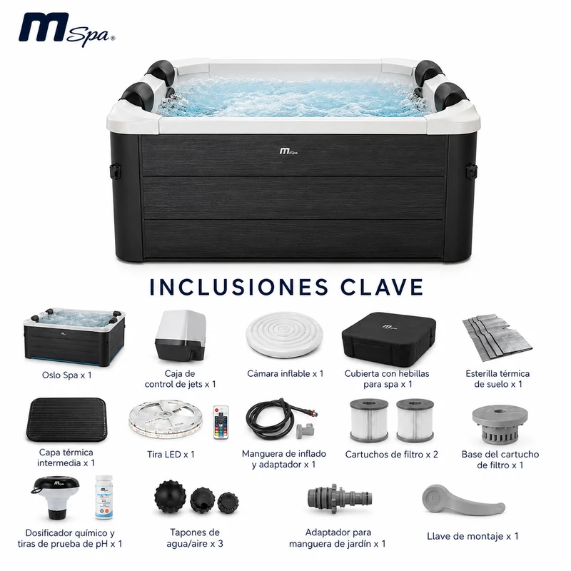 MSpa – Spa rígido cuadrado Oslo Aero Plus 4–6 personas
