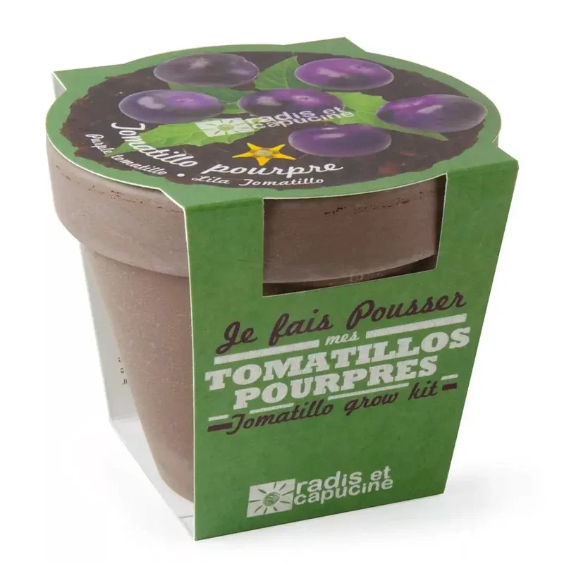 Pot Terre cuite Basalte 13cm Tomates Violettes - Radis et Capucine
