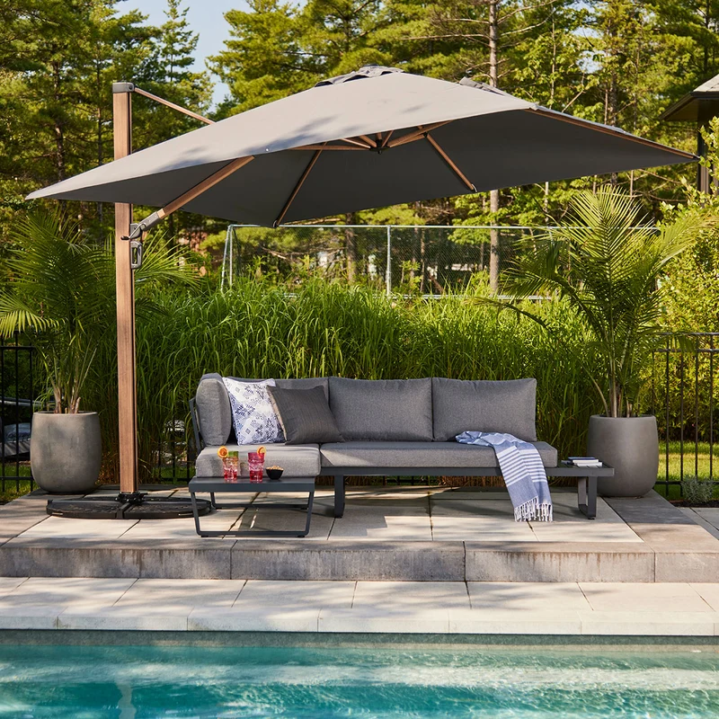 Parasol suspendu Deluxe (finition bois) - 10 pi (3 m)