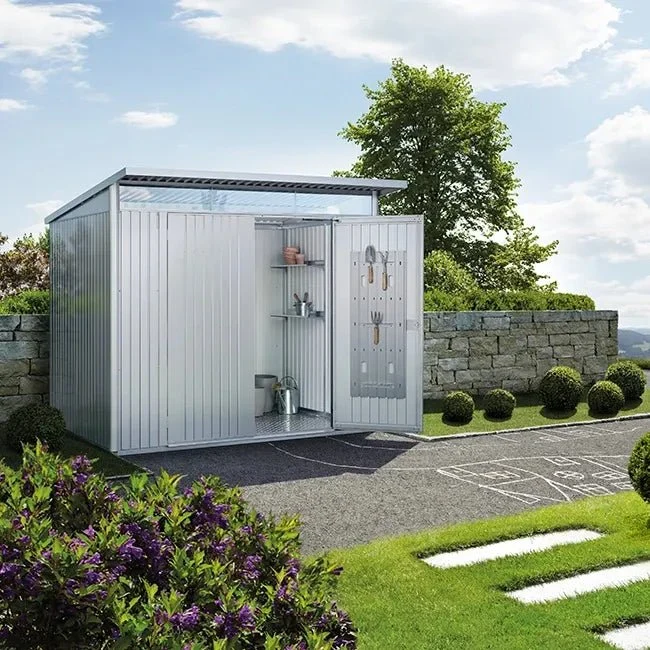 Biohort – AvantGarde Eco Caseta metálica de jardín con techo en atril Plata metálica