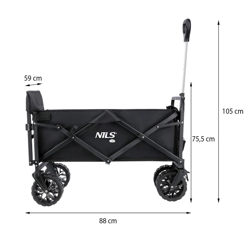 NILS Camp Opvouwbare Bolderkar - Zwart - 160L
