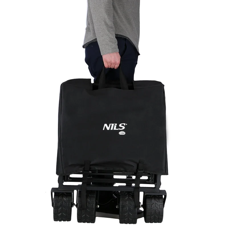 NILS Camp Opvouwbare Bolderkar - Zwart - 160L