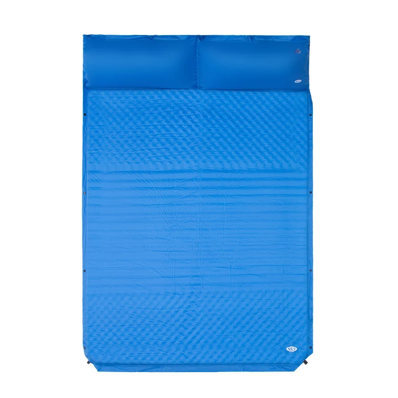 NILS Camp Zelfopblazende Slaapmat met Kussen - 2-persoons - Blauw
