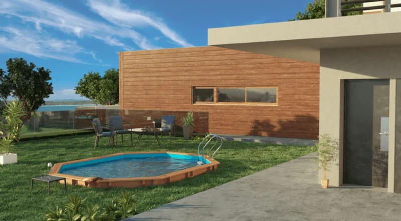 Gre Houten zwembad Macadamia ovaal 632 cm x 335 cm x 130 cm