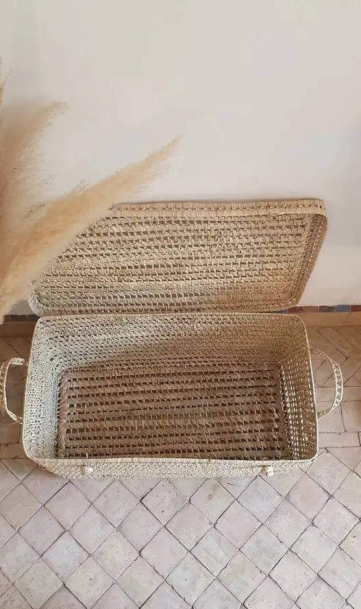 Coffre de Rangement en Osier - Feuille de Palmier - Melecraft