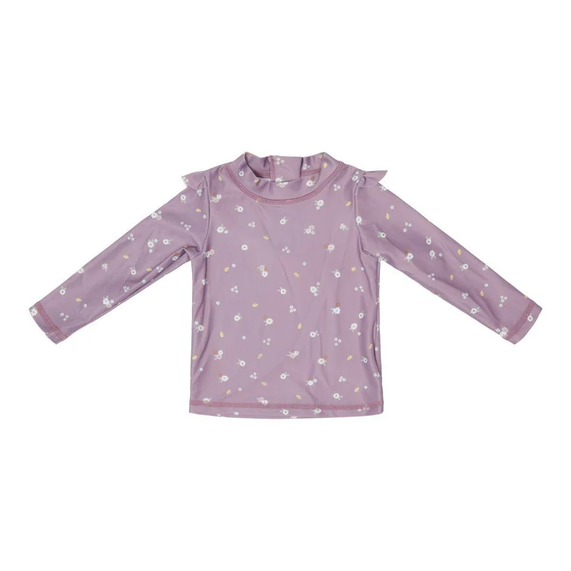 Badeshirt langarm mit Rüschen Mauve Blossom | Little Dutch