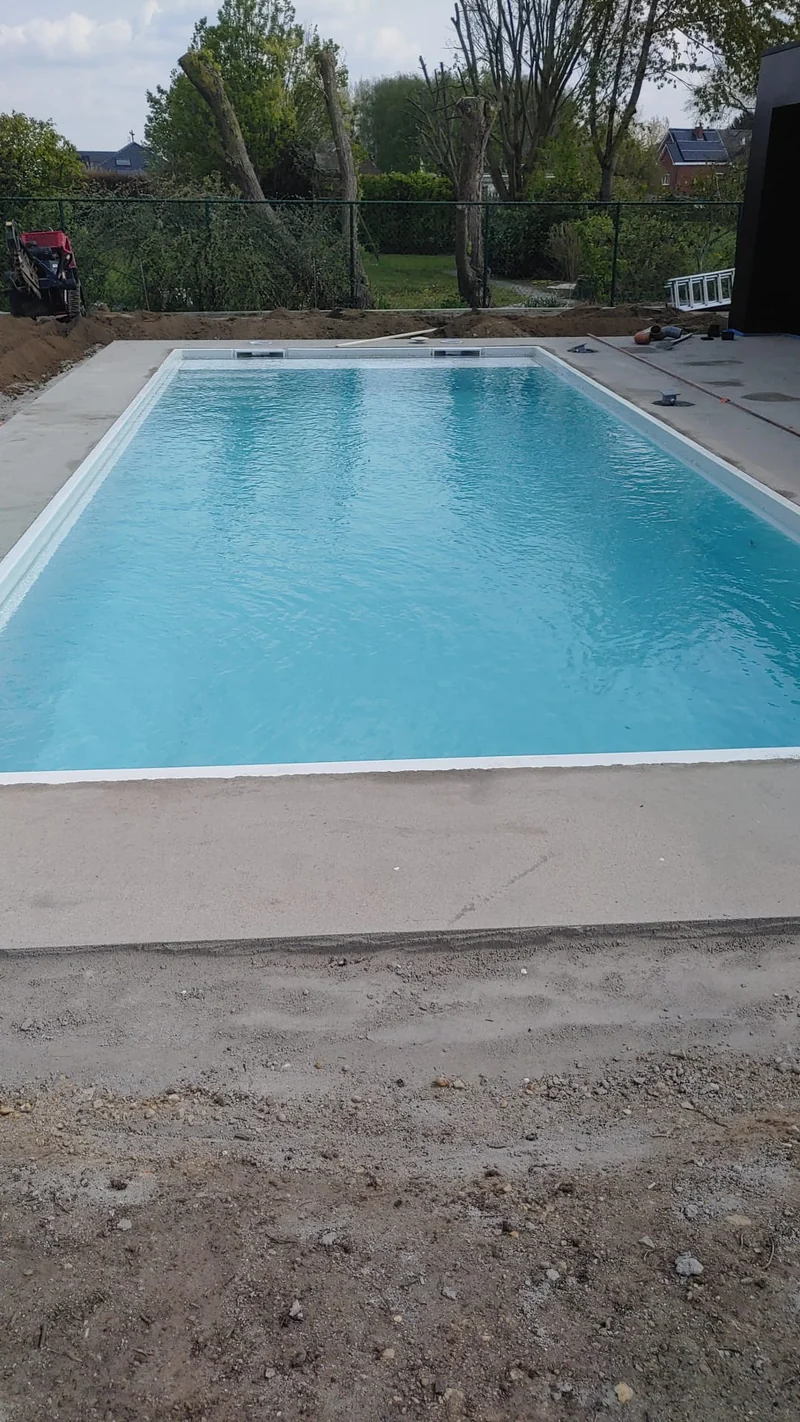 Polypropyleen zwembad lichtgrijs met rechte trap - 1000 x 400 x 150 cm