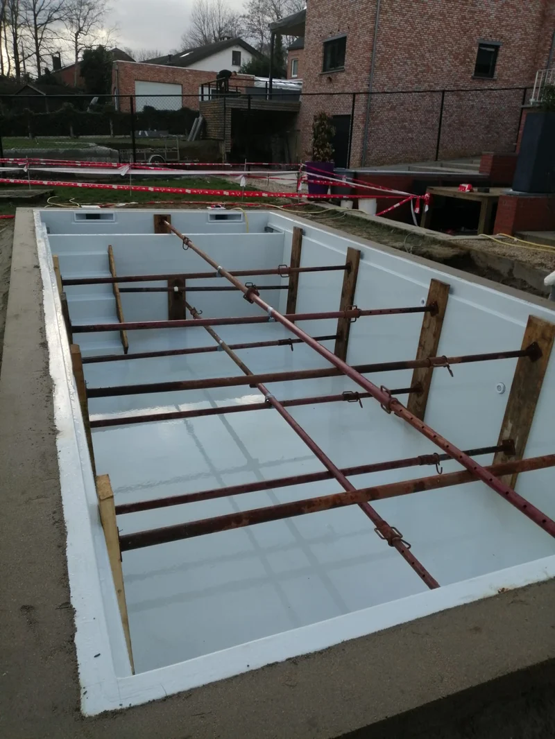 Polypropyleen zwembad lichtgrijs met rechte trap - 1000 x 400 x 150 cm
