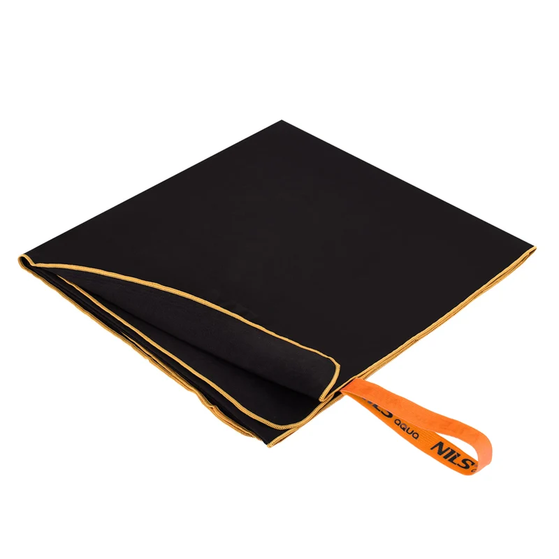 NILS Aqua Microvezel Handdoek - Zwart/Oranje - 180 x 100 cm