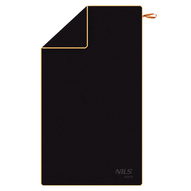NILS Aqua Microvezel Handdoek - Zwart/Oranje - 180 x 100 cm