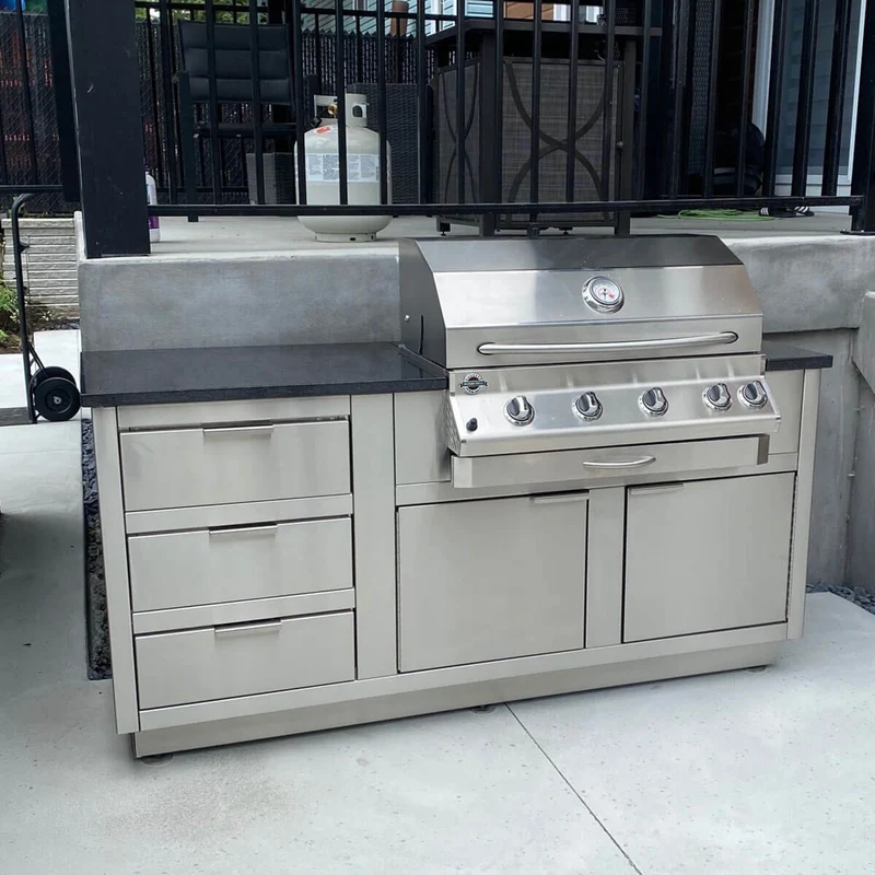 Module de cuisine extérieure pour BBQ avec porte et tiroirs