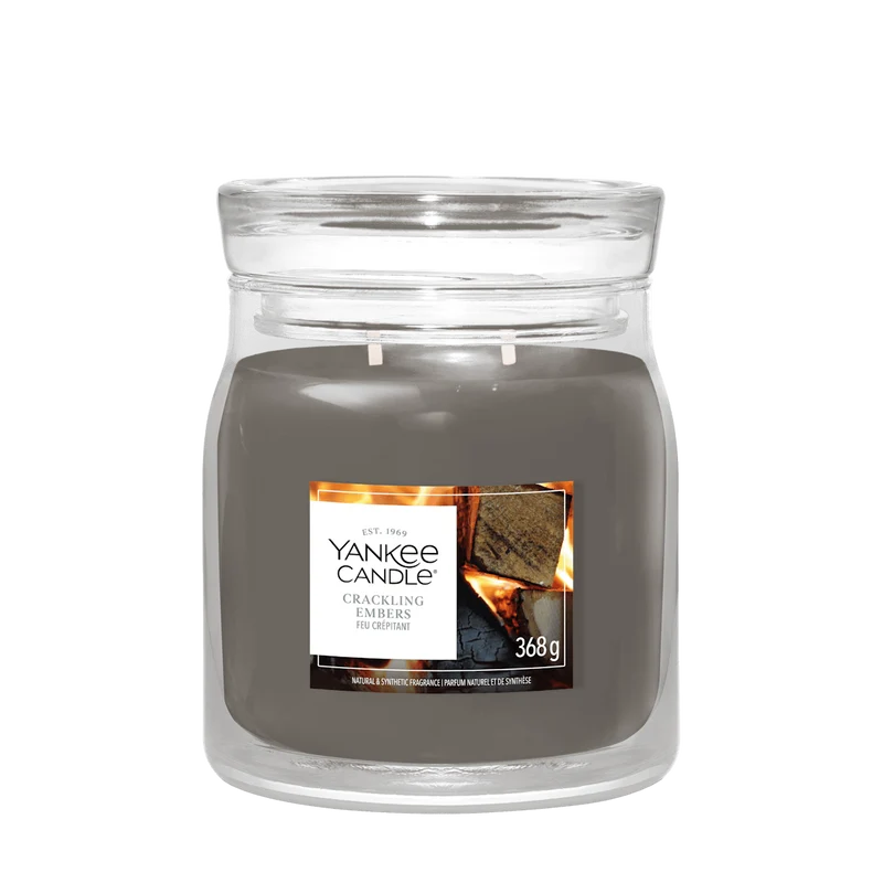 Candela Crackling Embers 368g Grigio Yankee Candle
