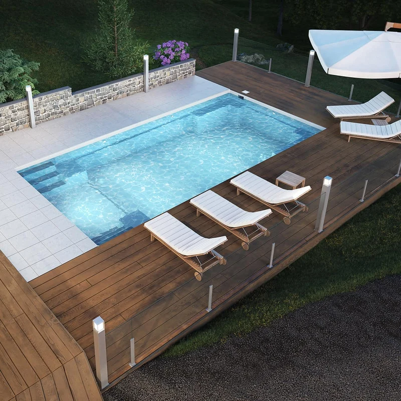 Piscine en fibre de verre avec pente - 14 x 28 pi