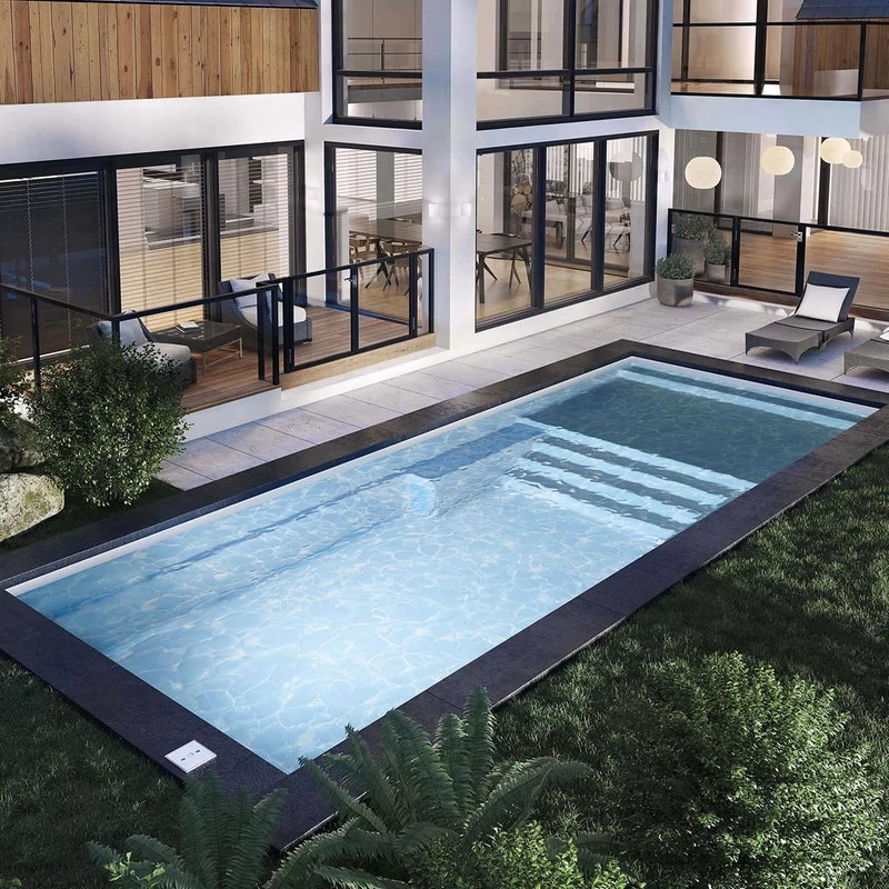 Piscine en fibre de verre avec terrasse - 12 x 30 pi