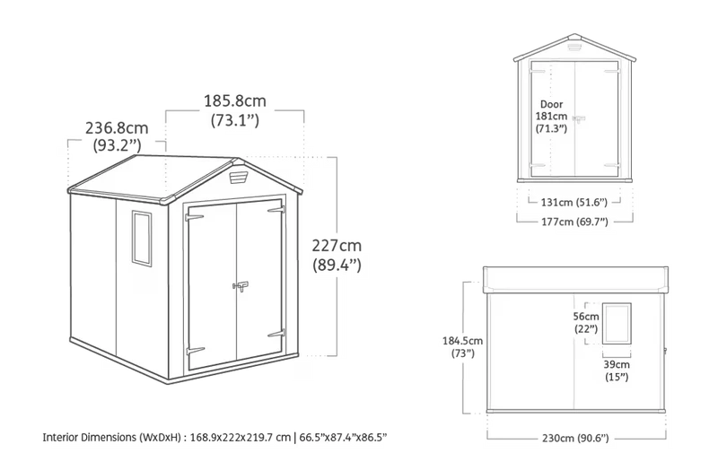 Keter - Caseta de exterior Manor 6x8 gris