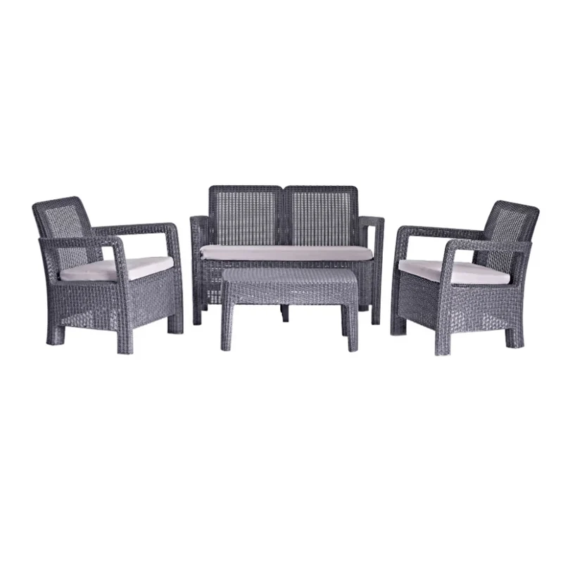 Keter - Conjunto de exterior 4 plazas Rosalie Lounge grafito
