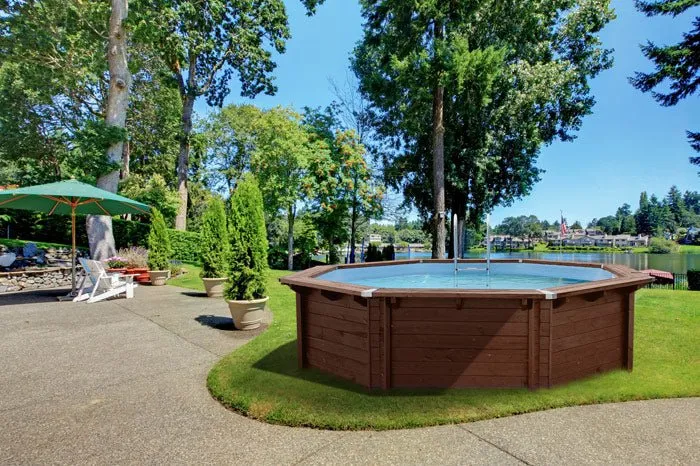 Interline Bali houten rond zwembad 530 cm x 136 cm compleet pakket