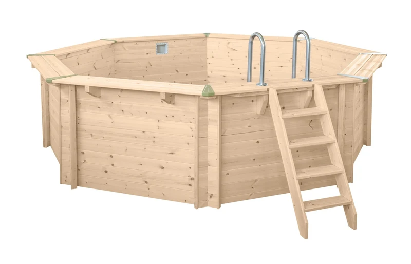 Interline Bali houten rond zwembad 530 cm x 136 cm compleet pakket