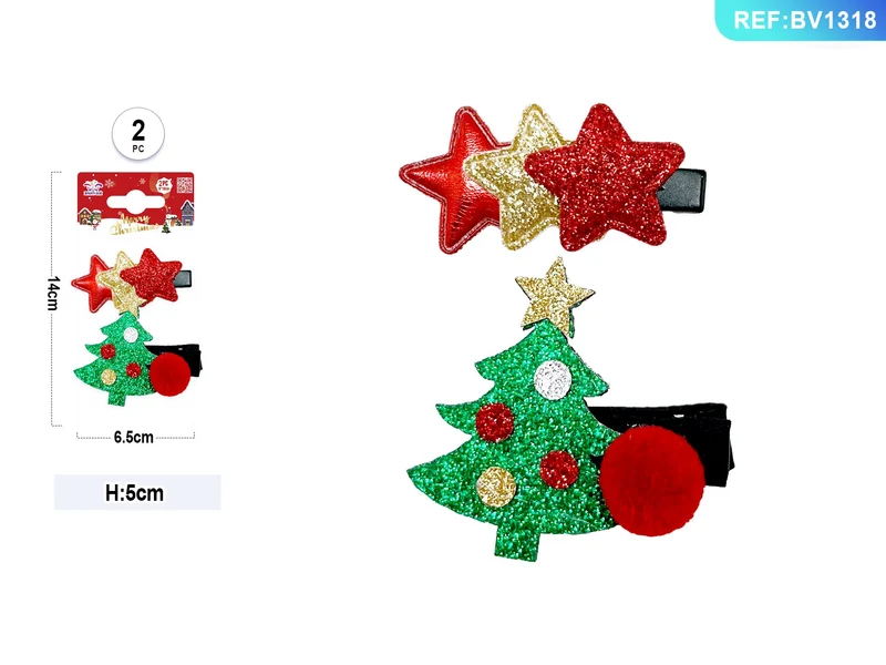 Pinza natalizia stella o albero rosso o verde modello assortito PartyGo