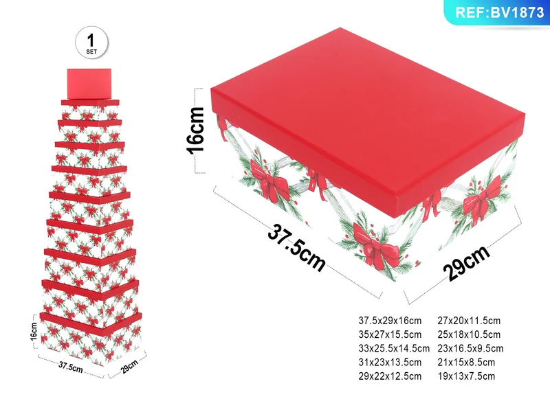 Set 10 scatole regalo natalizie PartyGo