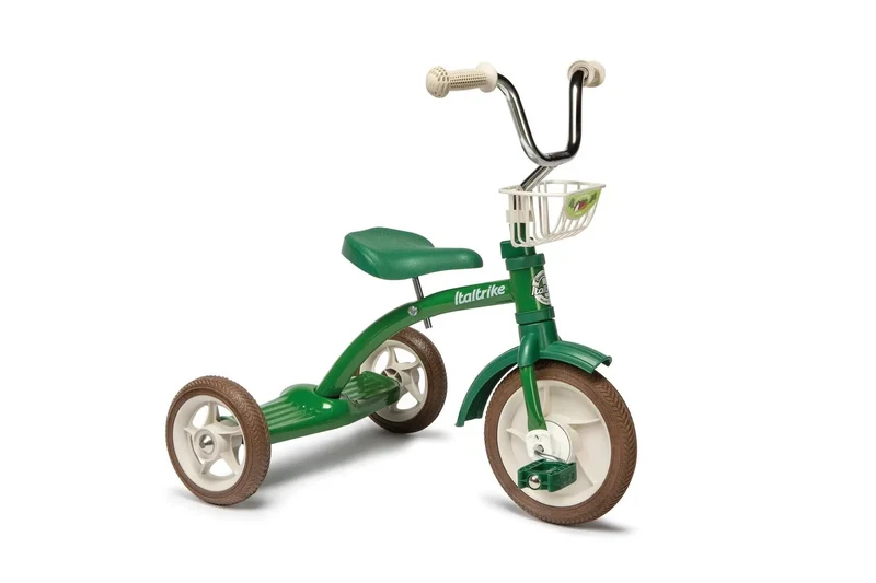 Tricycle Super Lucy Primavera Vert Italtrike Pour Enfants 2 À 5 Ans Châssis Métal Robuste Guidon Chromé