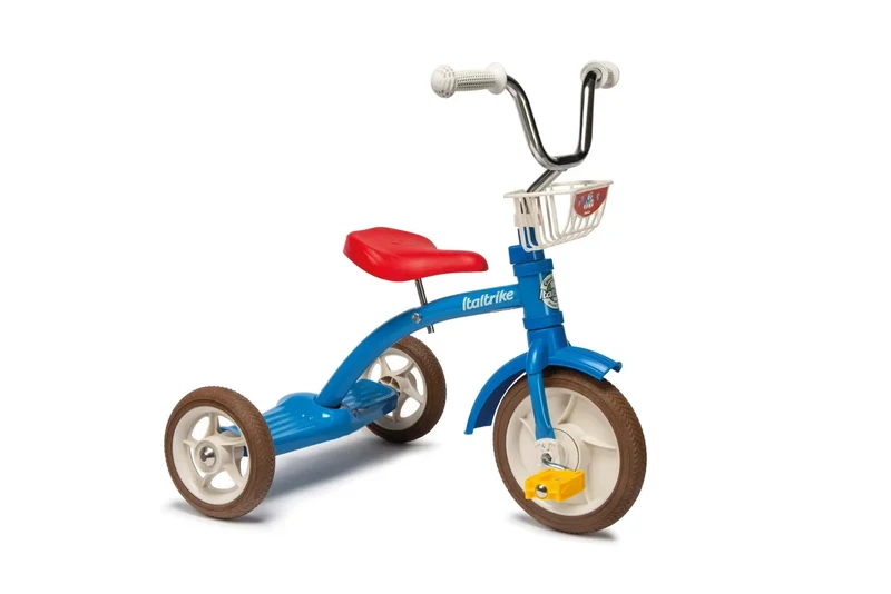 Tricycle Super Lucy Colorama Bleu Italtrike Pour Enfants 2 À 5 Ans Métal Robuste Guidon Chromé Roues En Gomme