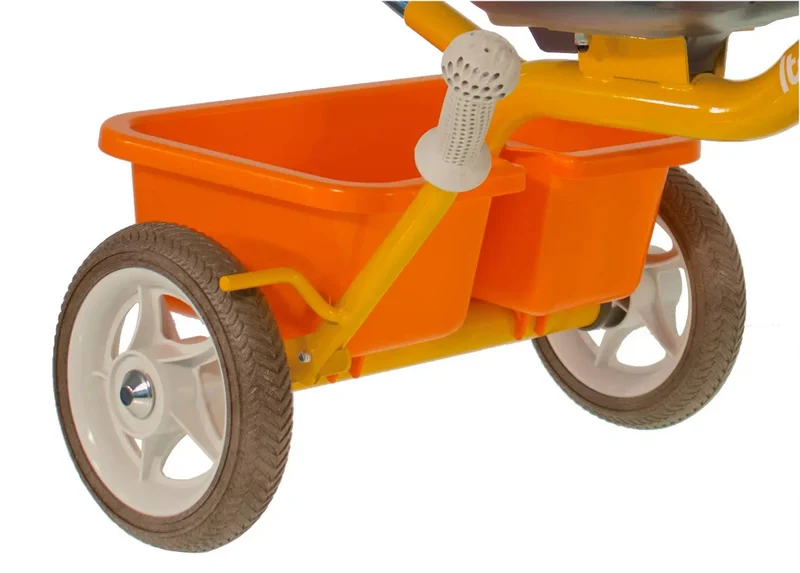 Tricycle Passager Road Work Orange Italtrike Robuste Châssis Métal Guidon Chromé Roues Gomme Pour Enfant 2 À 5 Ans