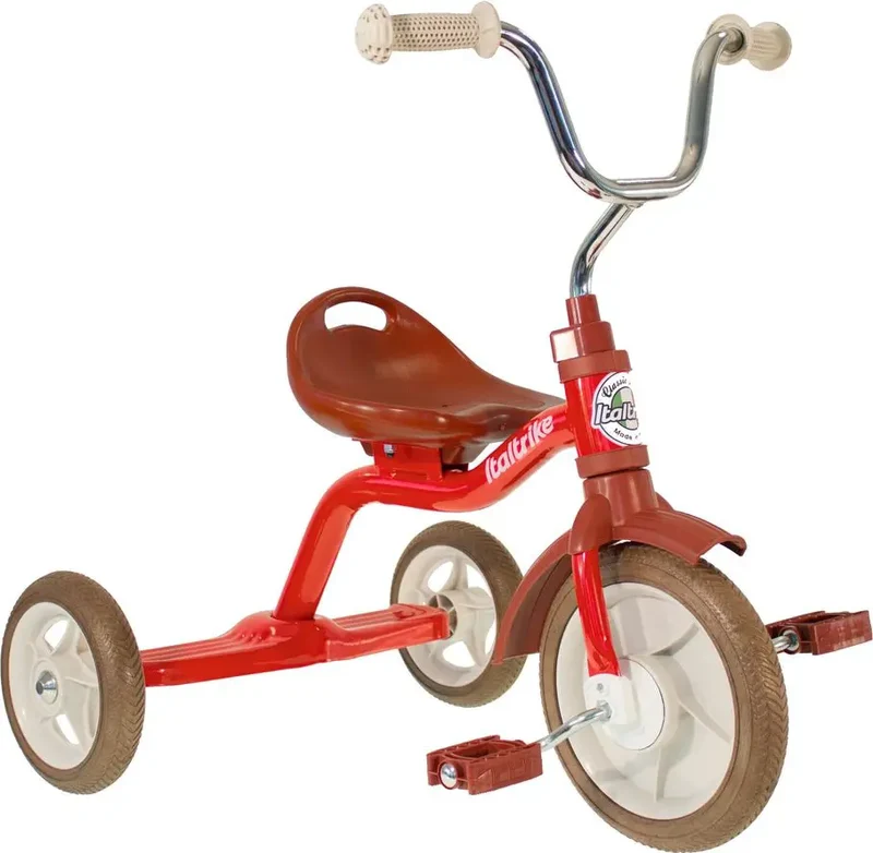 Tricycle Italtrike Super Touring Rouge Pour Enfants 2 À 5 Ans Métal Robuste Guidon Chromé Roues Gomme