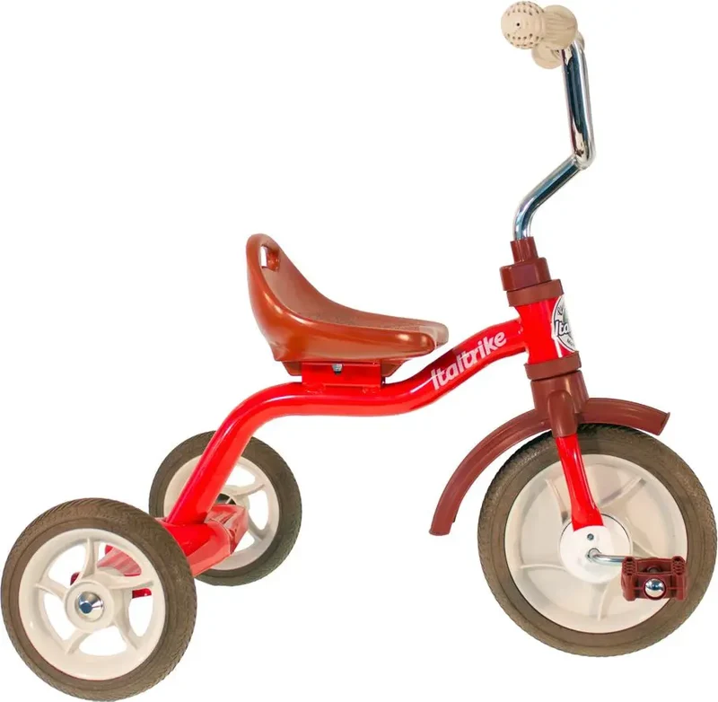 Tricycle Italtrike Super Touring Rouge Pour Enfants 2 À 5 Ans Métal Robuste Guidon Chromé Roues Gomme