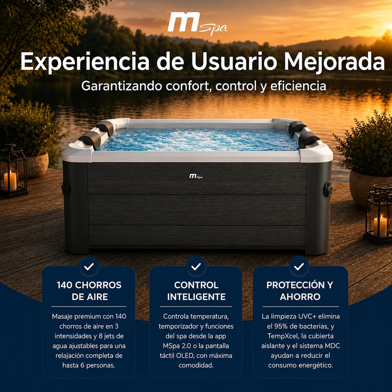 Mspa - Spa rígido cuadrado Oslo Plus 4-6 personas
