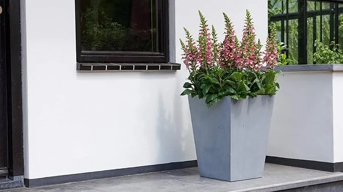 Keter - Maceta de jardín betón cuadrada efecto hormigón 40 cm gris