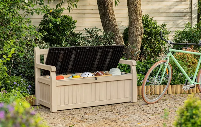 Keter - Banco arcón de exterior Eden Garden Bench marrón/beige