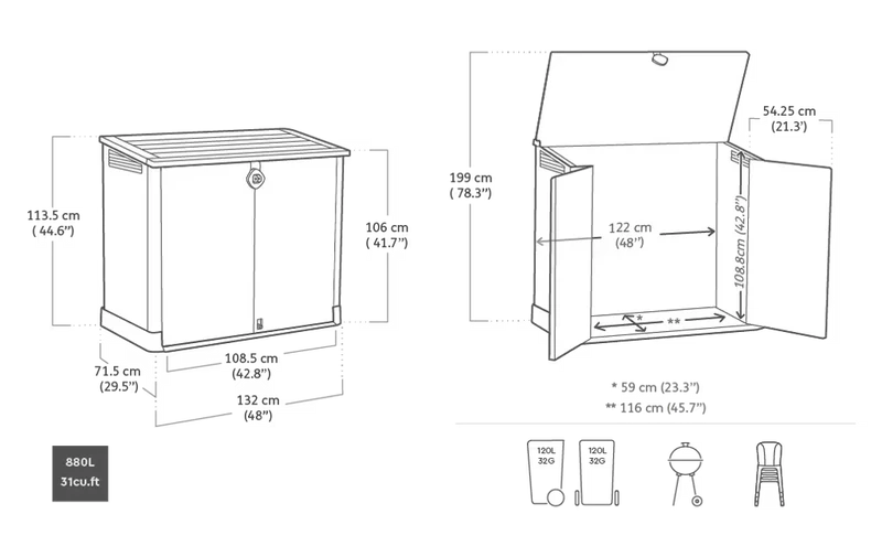 Keter - Cobertizo de exterior Store-It-Out Midi 880L topo/beige